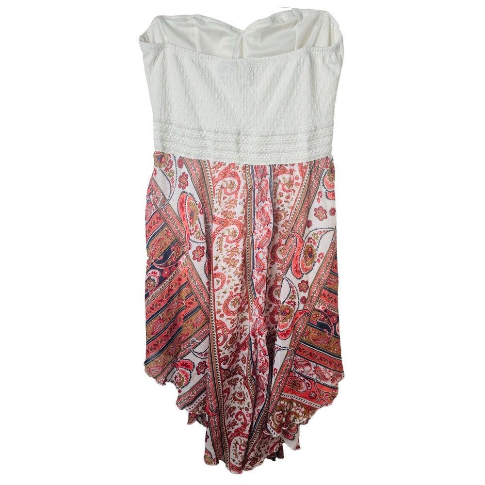 rue21 Strapless Dress Women XL Red Paisley Handkerchief Hem Boho Sweetheart - Picture 5 of 6